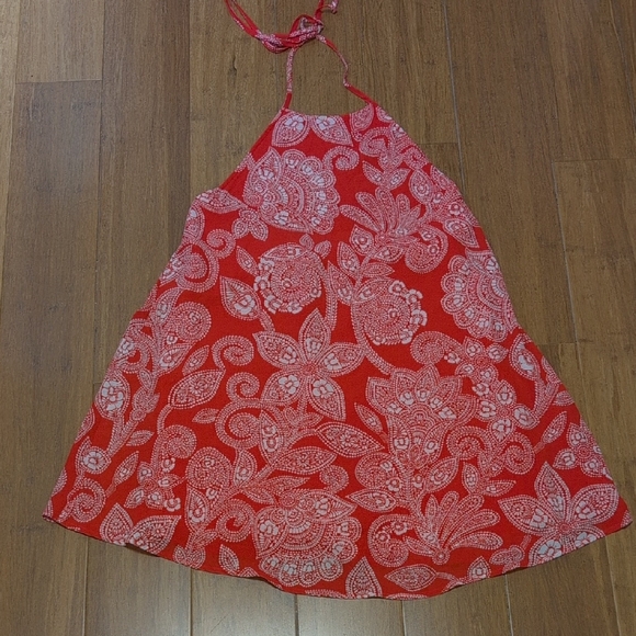 Show Me Your MuMu Katy Orange-Red Print Halter Dress Size S - Picture 4 of 12